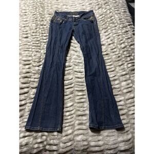 Y2K Dereon Jeans Womens 9/10 Low Rise Flare Bootcut Embellished Rhinestones